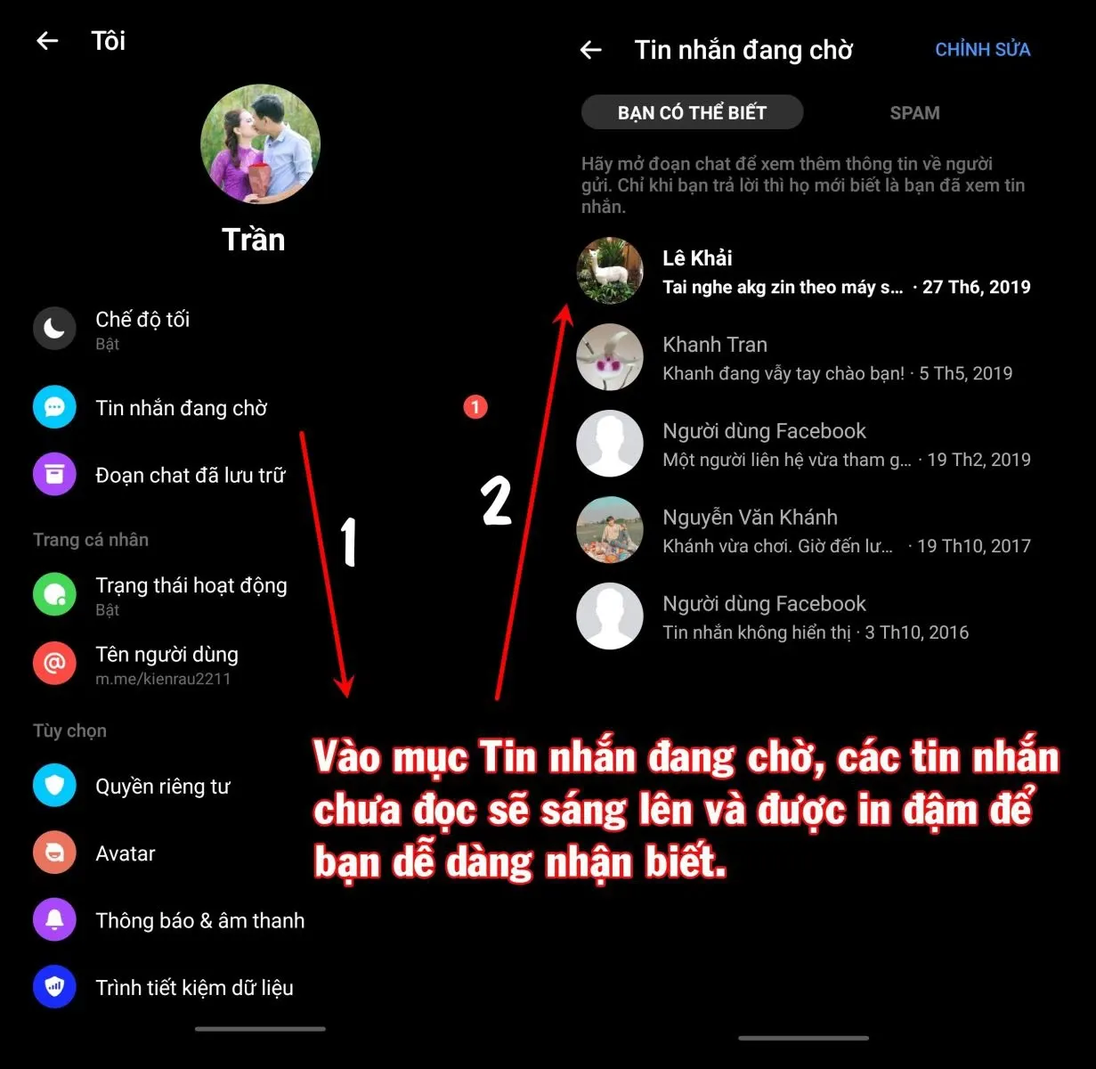 Messenger báo có tin nhắn nhưng không thấy là do đâu?