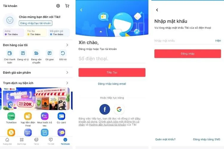 Mở Tiki siêu đơn giản và bắt đầu mua hàng online thật dễ dàng