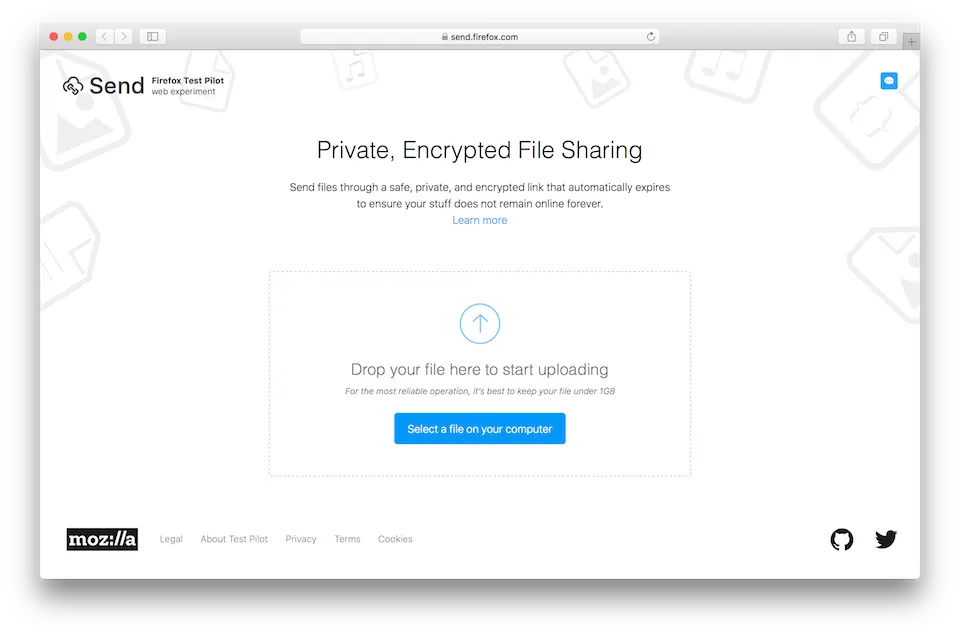 Mời bạn dùng thử dịch vụ chia sẻ tập tin Firefox Send: Bảo mật cao, dung lượng miễn phí đến 1GB