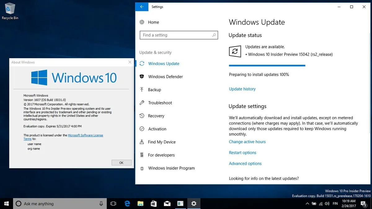 Mời tải về và trải nghiệm Windows 10 Build 15042