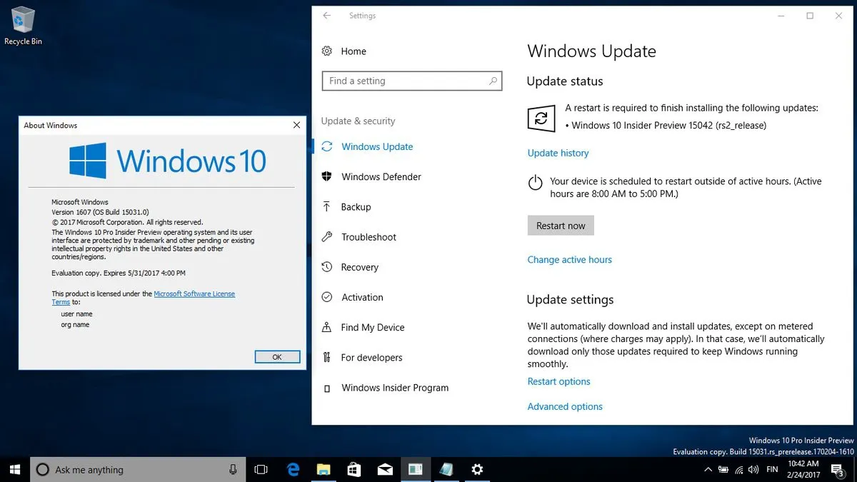 Mời tải về và trải nghiệm Windows 10 Build 15042