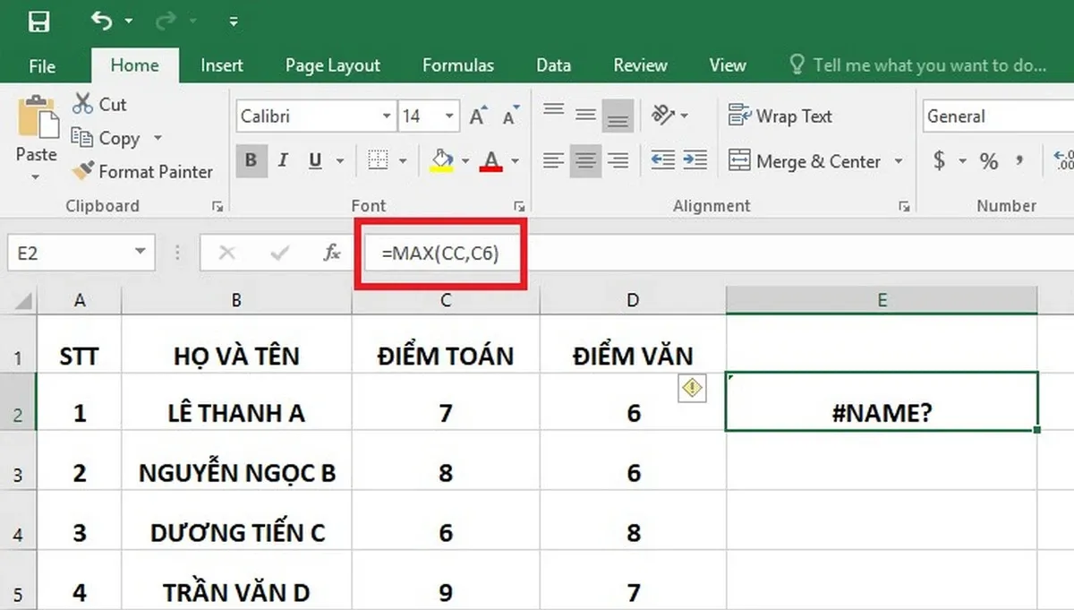 Một số lỗi NAME trong Excel phổ biến và cách khắc phục