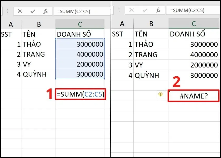 Một số lỗi NAME trong Excel phổ biến và cách khắc phục