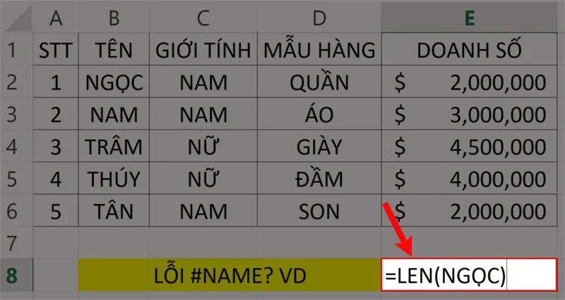 Một số lỗi NAME trong Excel phổ biến và cách khắc phục