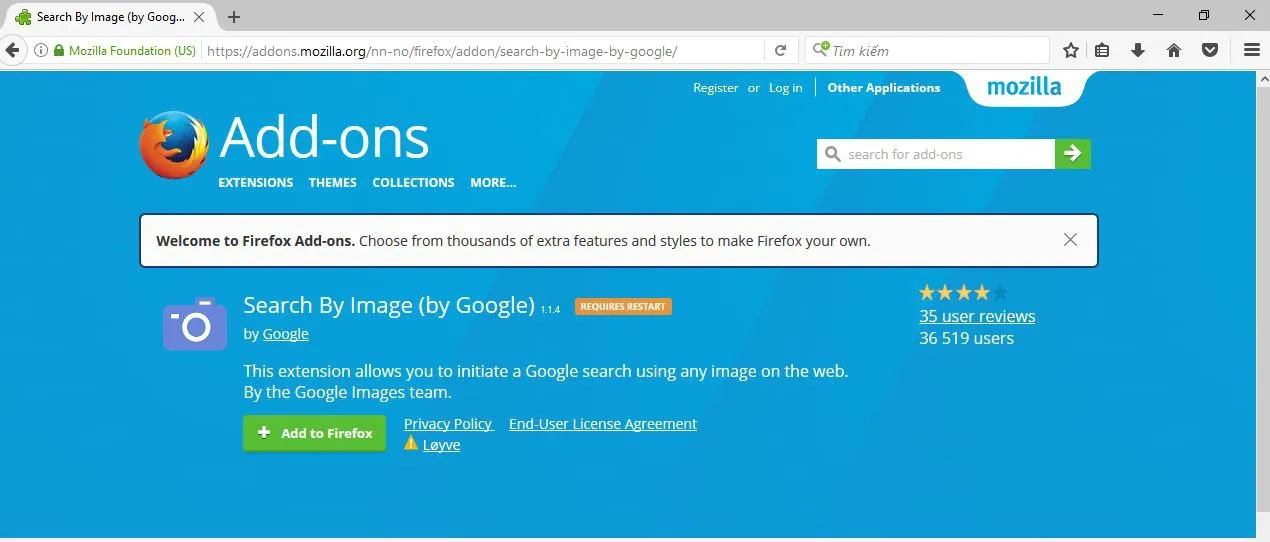 Muốn tìm kiếm hình ảnh trên trình duyệt Firefox. Hãy trải nghiệm Add-on Search By Image