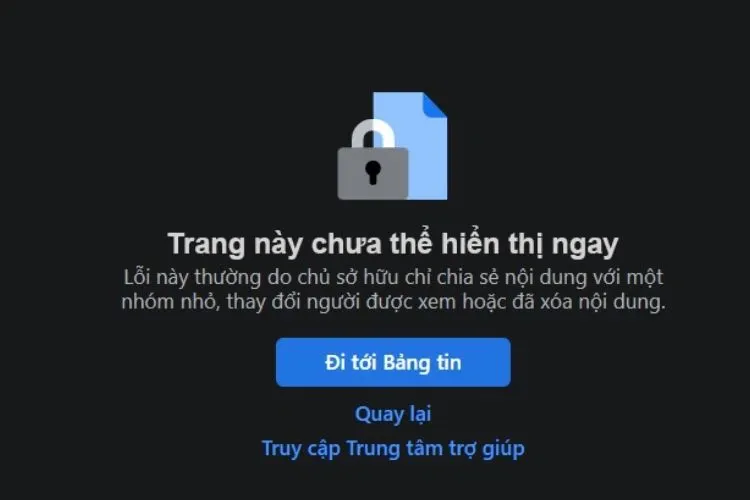 Nguyên nhân gây lỗi Trang này chưa thể hiển thị ngay trên Facebook