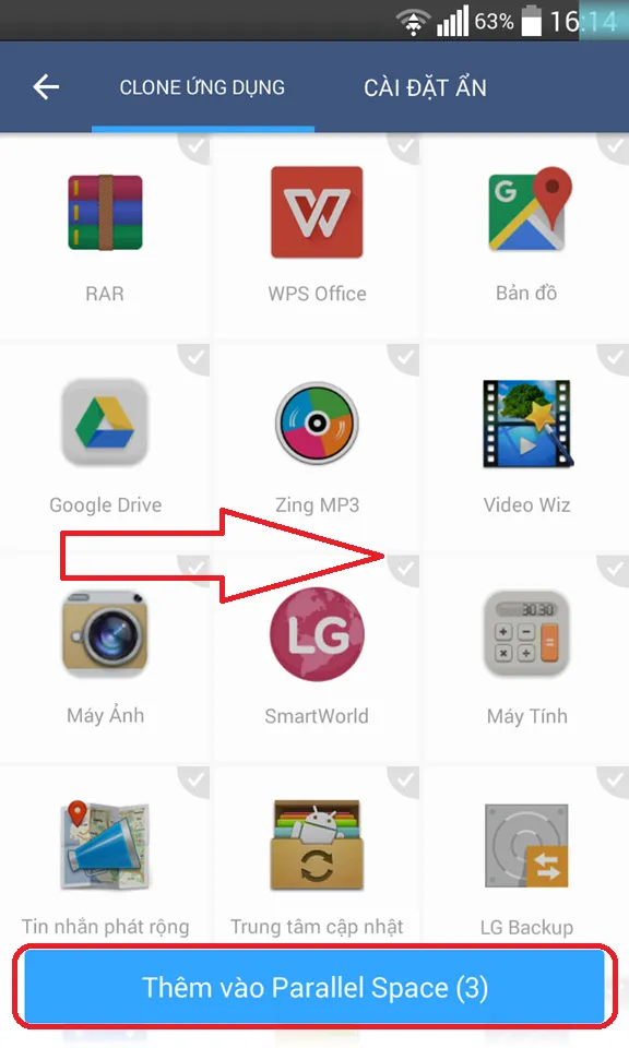 Nhân bản ứng dụng với Parallel Space