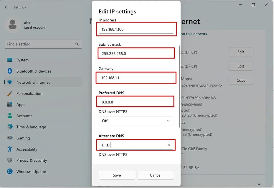 Phải làm gì để thiết lập IP tĩnh trong Windows 11?