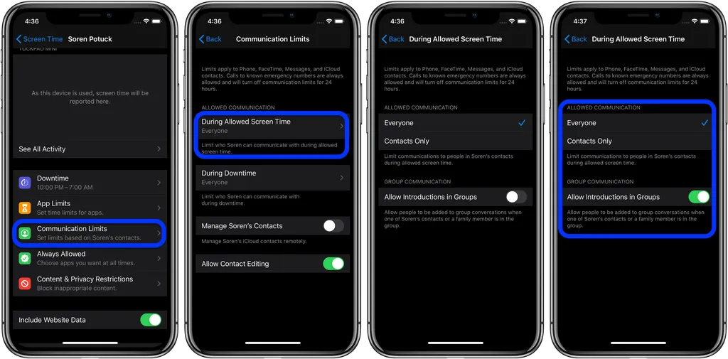 Quản lý thời gian sử dụng của người nhà với Screen Time trên iPhone 11