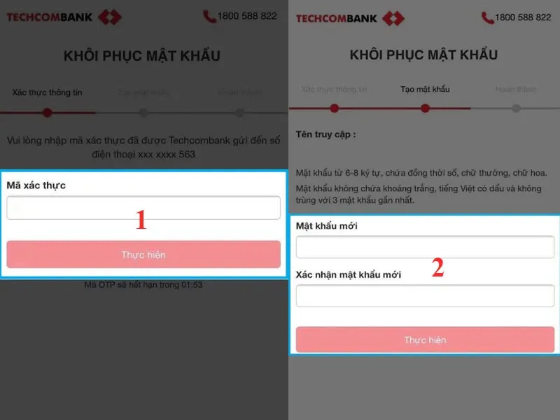 Quên mật khẩu Techcombank lấy lại bằng cách nào?