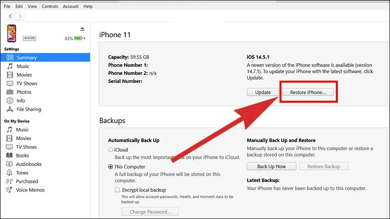 Restore iPhone bằng iTunes: Cách làm đơn giản, chi tiết nhất, dễ thành công ngay lần đầu