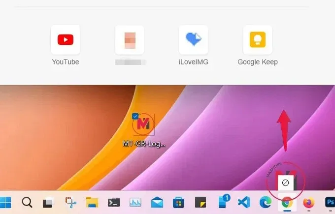 Sử dụng tính năng kéo thả vào thanh taskbar trên Windows 11