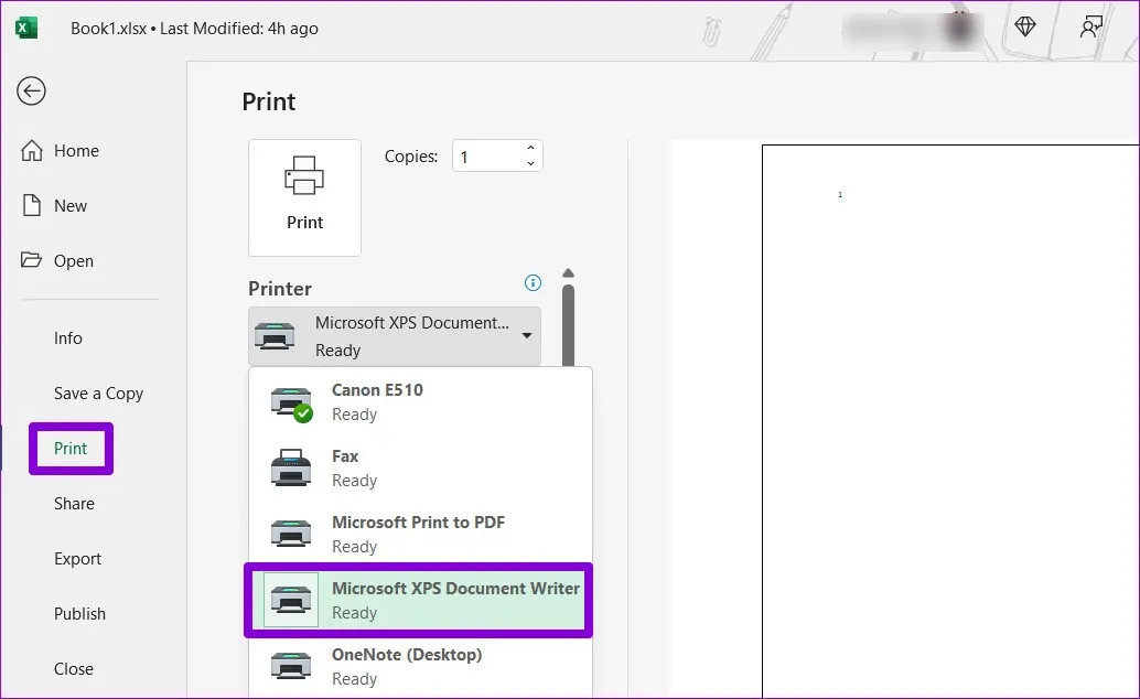 Sửa lỗi không thể in từ Microsoft Excel trên Windows 11