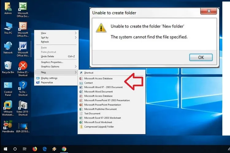 Sửa lỗi không thể tạo thư mục mới trên Windows 10