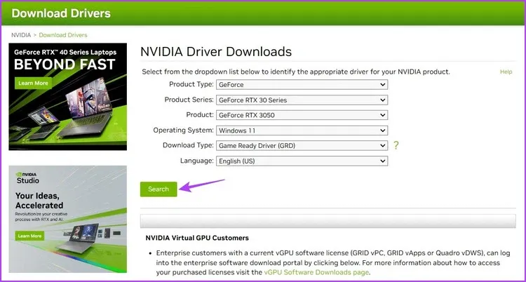 Sửa lỗi NVIDIA Control Panel không mở trên Windows 11