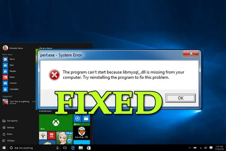 Sửa lỗi tệp Libmysql.dll bị thiếu hoặc không tìm thấy trên Windows 10