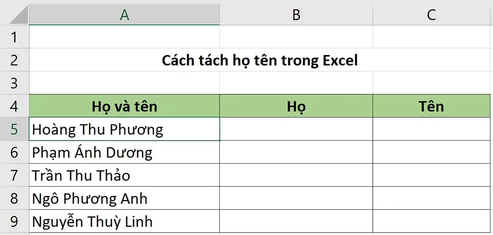 Tách họ tên trong Excel vô cùng đơn giản bằng 3 cách khác nhau