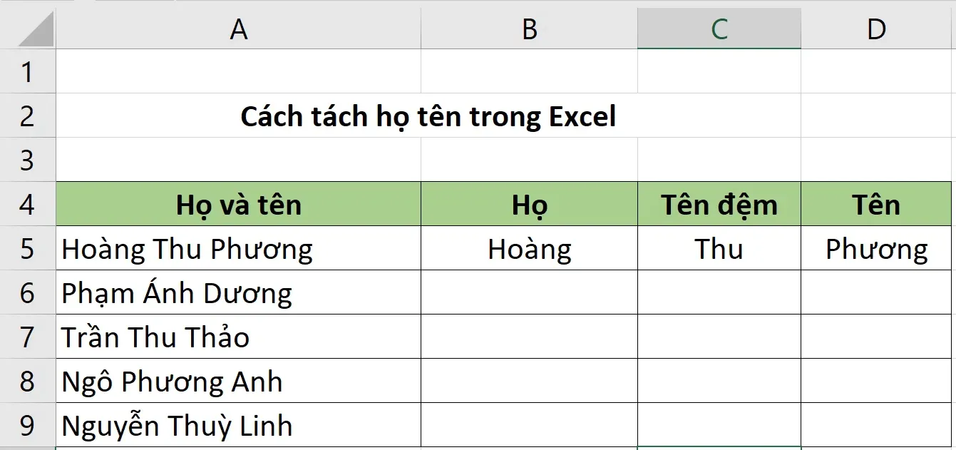 Tách họ tên trong Excel vô cùng đơn giản bằng 3 cách khác nhau