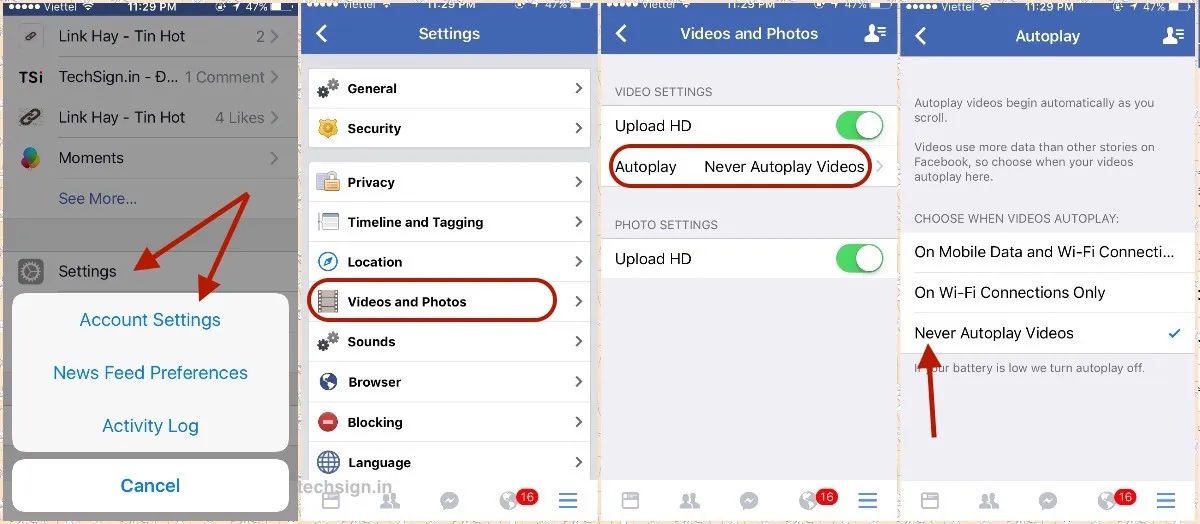 Tắt tính năng tự động phát video trên Facebook và website bất kì