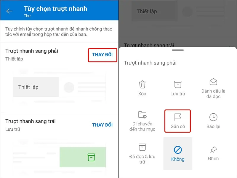 Thao tác nhanh chóng với email bằng tùy chọn trượt nhanh trên Outlook cực dễ