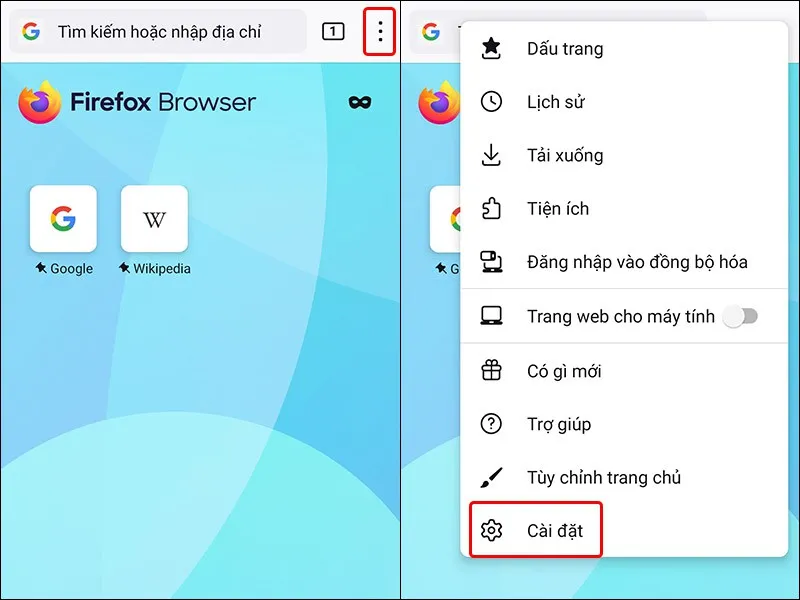 Thêm lối tắt duyệt web riêng tư FireFox ra màn hình chính điện thoại