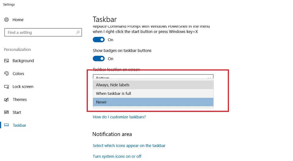 Thu gọn các biểu tượng trên thanh taskbar của windows 8 và 10