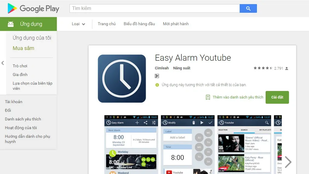 Thủ thuật đặt báo thức bằng video với Easy Alarm Youtube