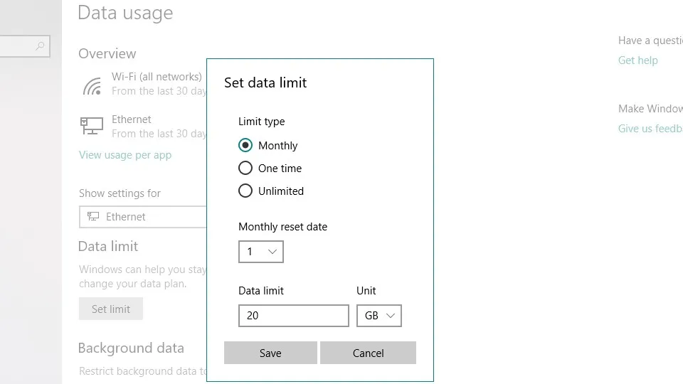 [Thủ thuật] Đặt giới hạn sử dụng và tiết kiệm dung lượng khi sử dụng Internet trên Windows 10