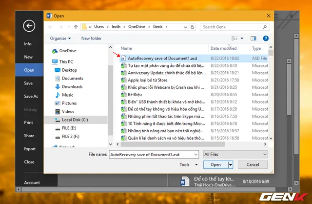 Thủ thuật khôi phục tập tin Word bị lỗi trong Office 2016