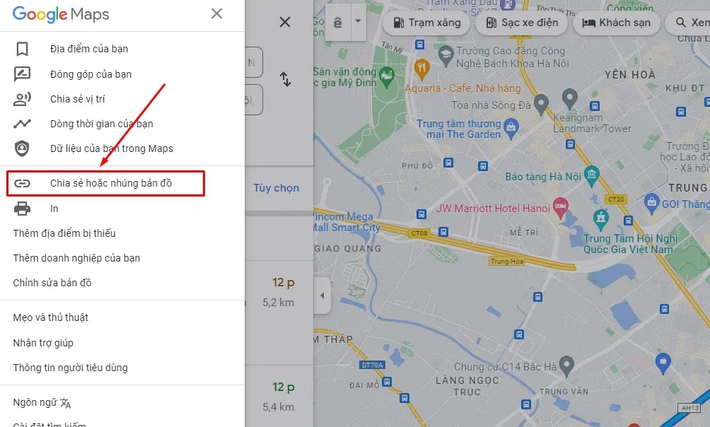 Thủ thuật xuất bản đồ từ Google Maps để điều hướng trên ứng dụng khác