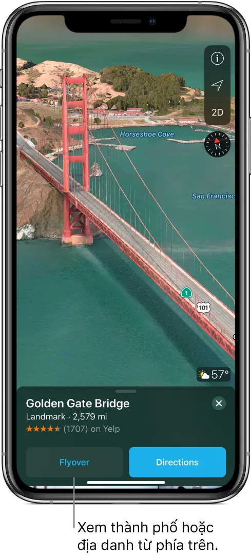 Thực hiện chuyến đi Flyover trong Apple Maps