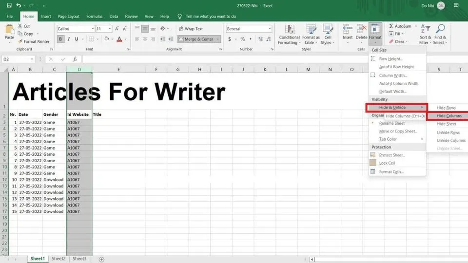 Tìm hiểu các cách ẩn cột trong Excel đơn giản nhất để làm tinh gọn bảng tính