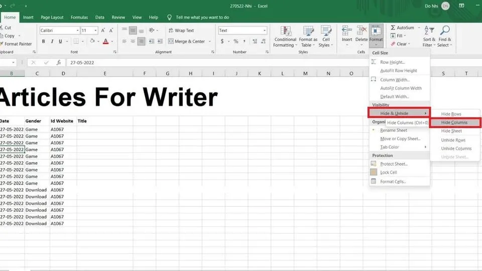 Tìm hiểu các cách ẩn cột trong Excel đơn giản nhất để làm tinh gọn bảng tính