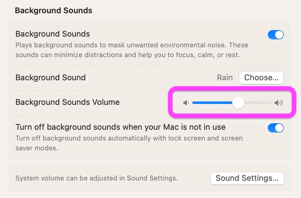 Tính năng Background Sounds trên macOS 13 Ventura giúp bạn tập trung tốt hơn