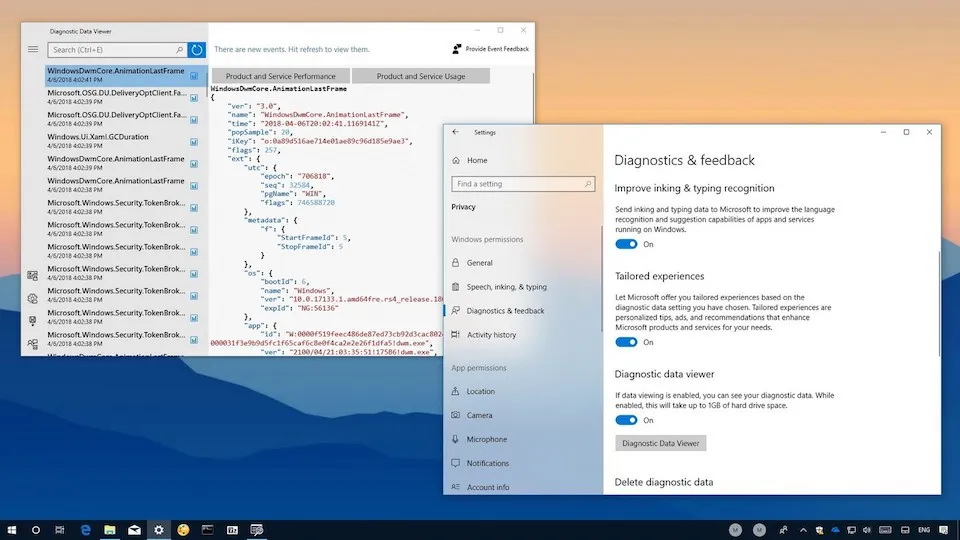Tính năng Diagnostic Data Viewer: Hỗ trợ xem và xóa dữ liệu mà hệ điều hành Windows 10 thu thập