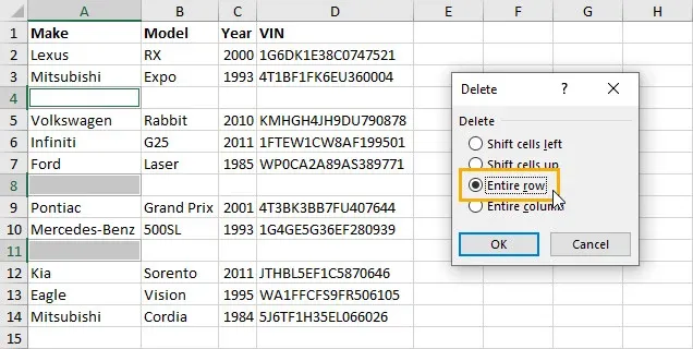 Tổng hợp 7 cách xóa dòng trống trong Excel nhanh chóng không phải ai cũng biết