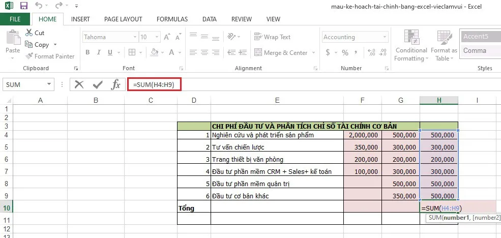 Tổng hợp các hàm cơ bản trong Excel 2017