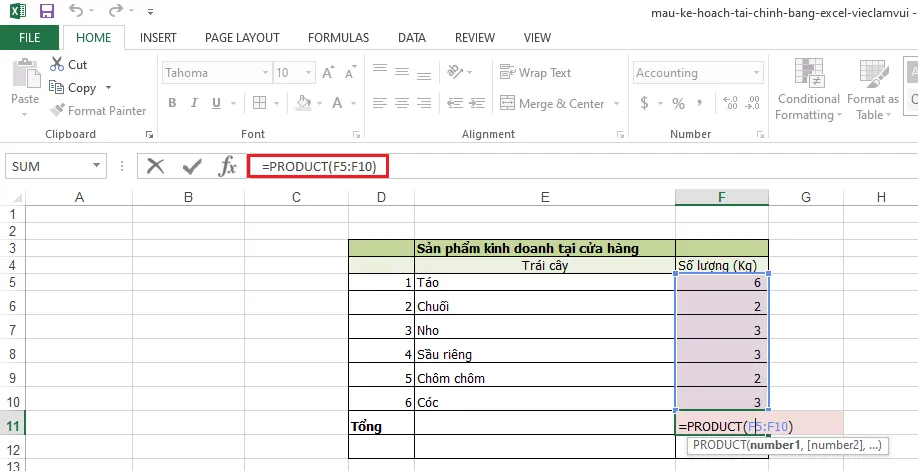 Tổng hợp các hàm cơ bản trong Excel 2017