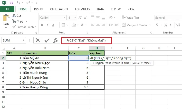 Tổng hợp các hàm cơ bản trong Excel 2017