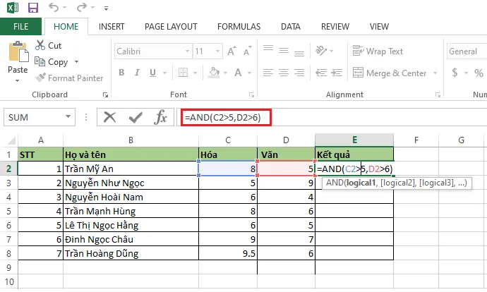 Tổng hợp các hàm cơ bản trong Excel 2017