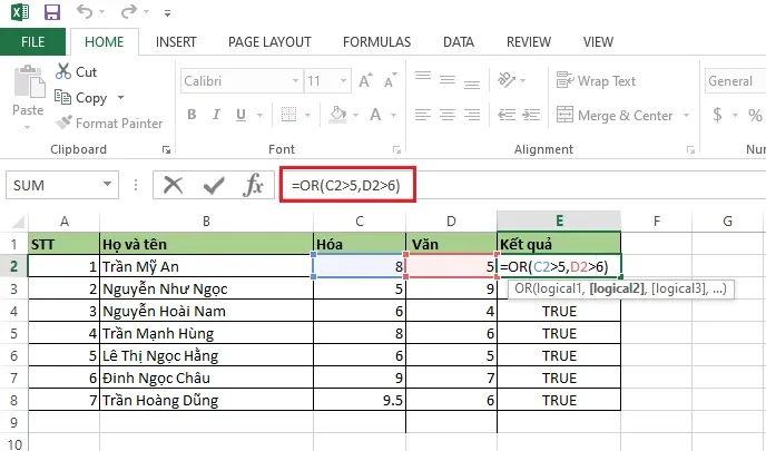 Tổng hợp các hàm cơ bản trong Excel 2017