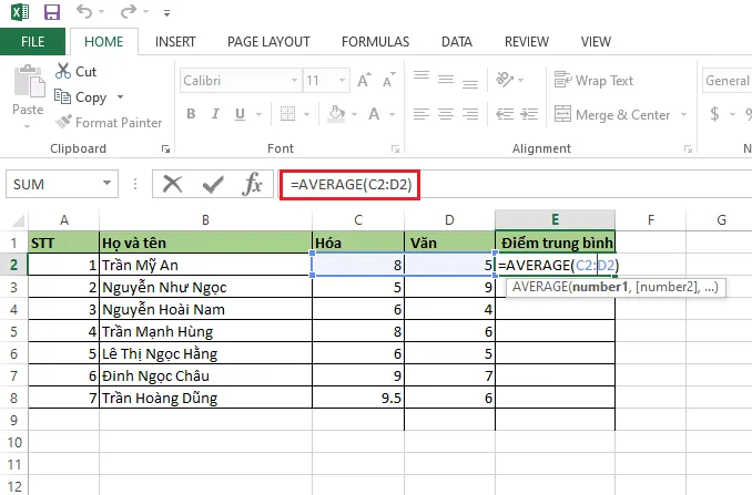 Tổng hợp các hàm cơ bản trong Excel 2017