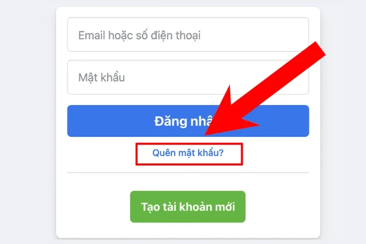 Nhấn vào " Quên mật khẩu "