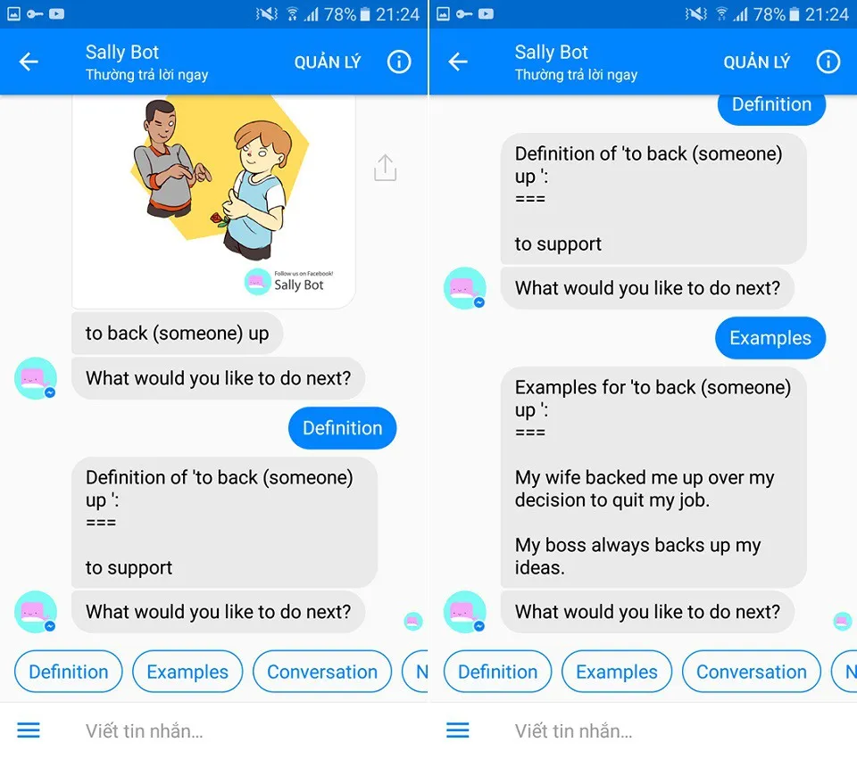 Trau dồi vốn từ vựng, ngữ pháp tiếng Anh cùng Facebook Messenger