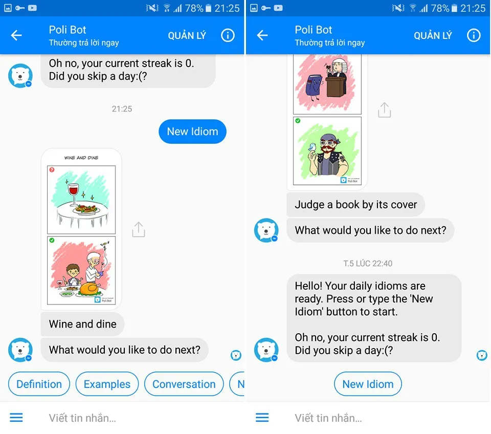 Trau dồi vốn từ vựng, ngữ pháp tiếng Anh cùng Facebook Messenger