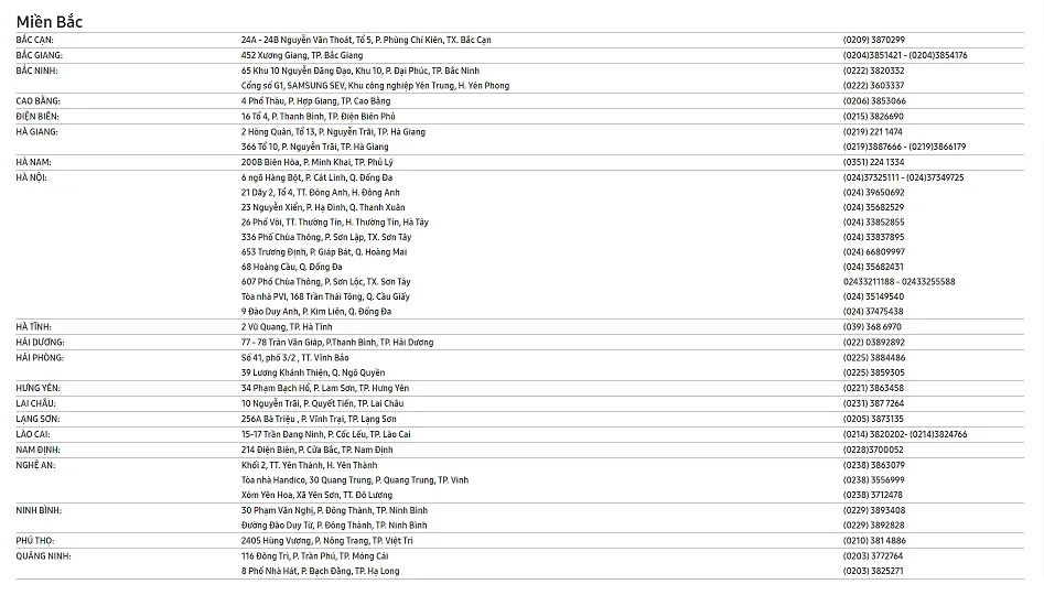 Trung tâm bảo hành điện thoại Samsung nằm ở đâu?