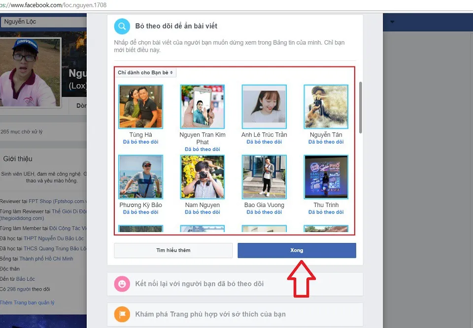 Unfollow/bỏ theo dõi cùng lúc nhiều người trên Facebook chỉ bằng vài cú click chuột