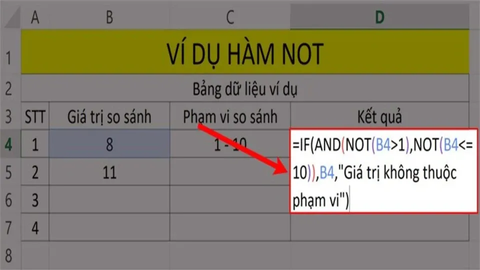 Ứng dụng, cách dùng, cách kết hợp hàm NOT trong Excel đơn giản, chi tiết nhất