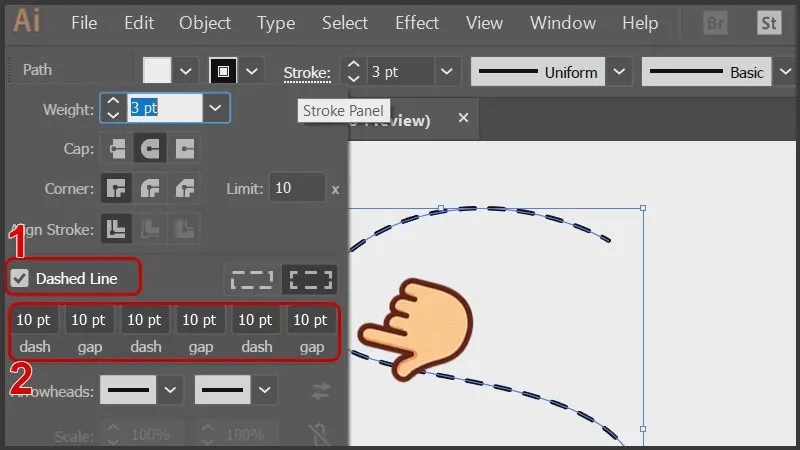 Vẽ đường nét đứt trong Illustrator với 03 bước đơn giản