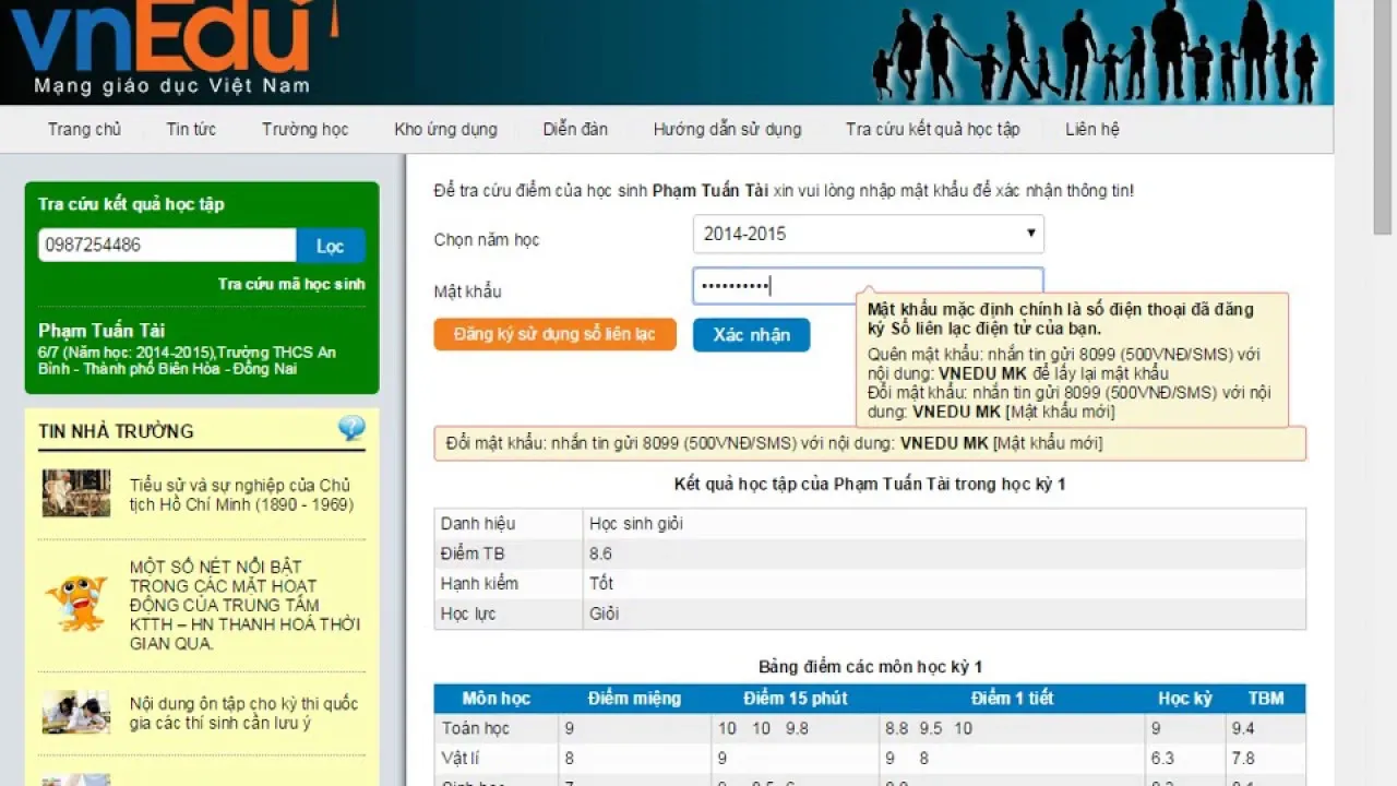 Vnedu.vn Tra cứu điểm | Cách xem kết quả học tập của học sinh mới nhất 2024